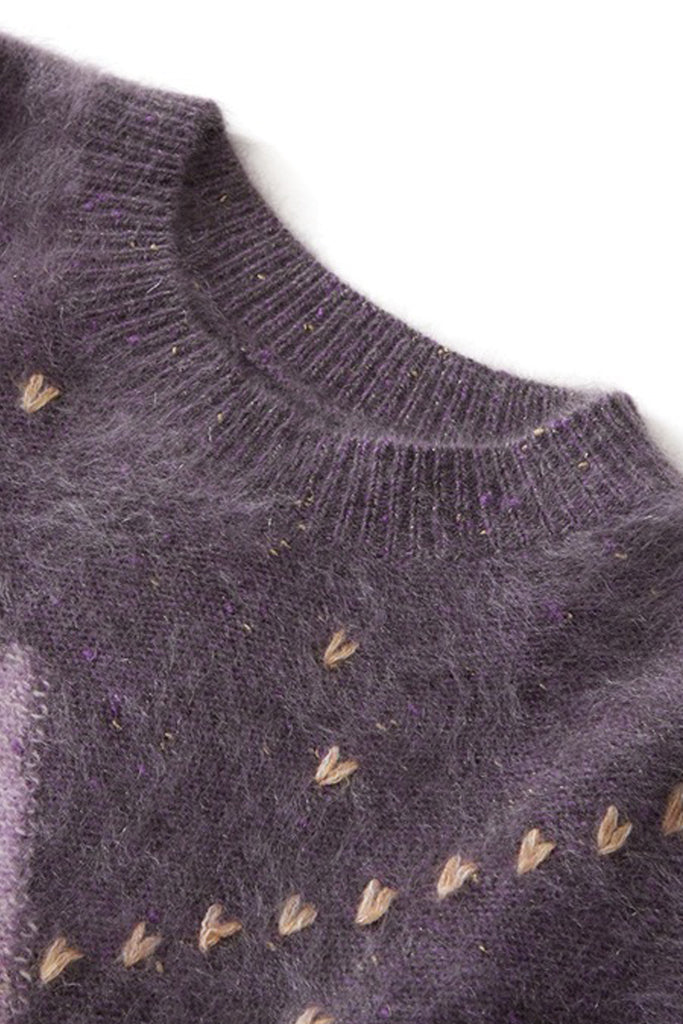 Ultrasoft Brushed Cashmere Hand-Embroidered Argyle Sweater  Fibflx