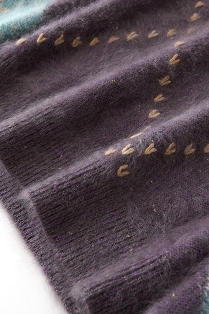 Ultrasoft Brushed Cashmere Hand-Embroidered Argyle Sweater  Fibflx