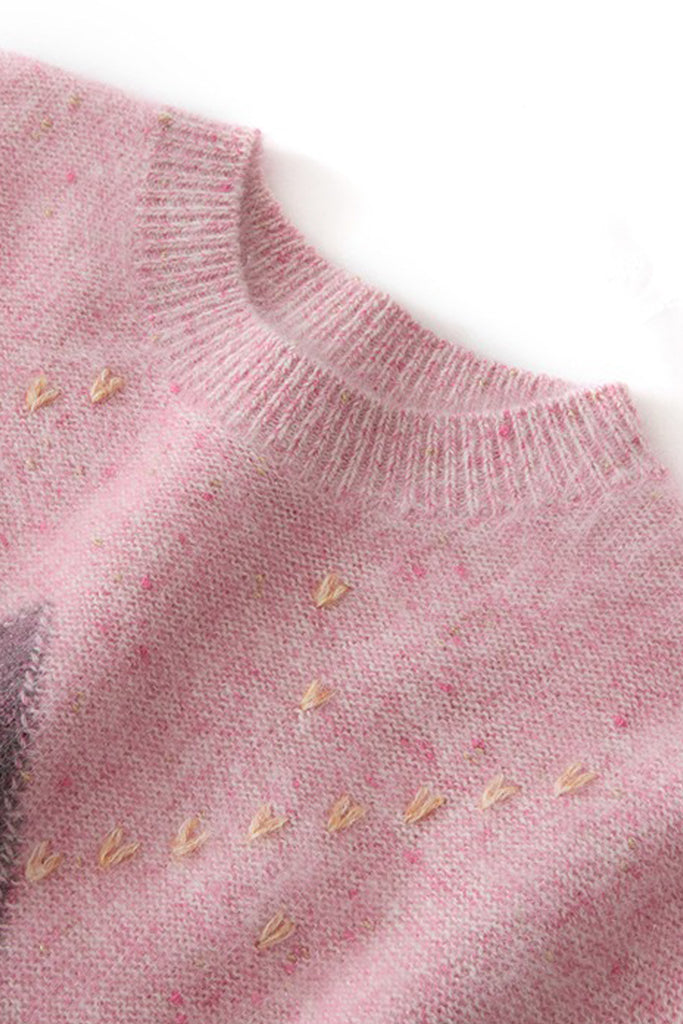 Ultrasoft Brushed Cashmere Hand-Embroidered Argyle Sweater  Fibflx