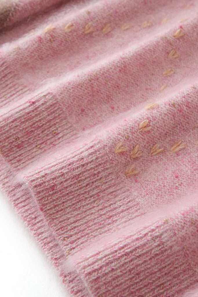 Ultrasoft Brushed Cashmere Hand-Embroidered Argyle Sweater  Fibflx