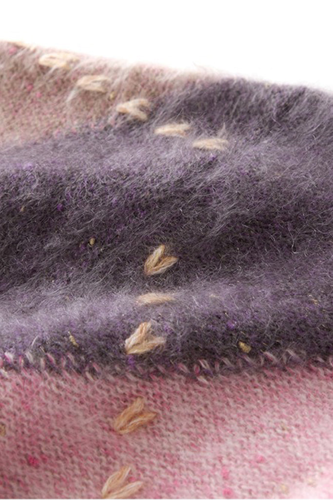 Ultrasoft Brushed Cashmere Hand-Embroidered Argyle Sweater  Fibflx