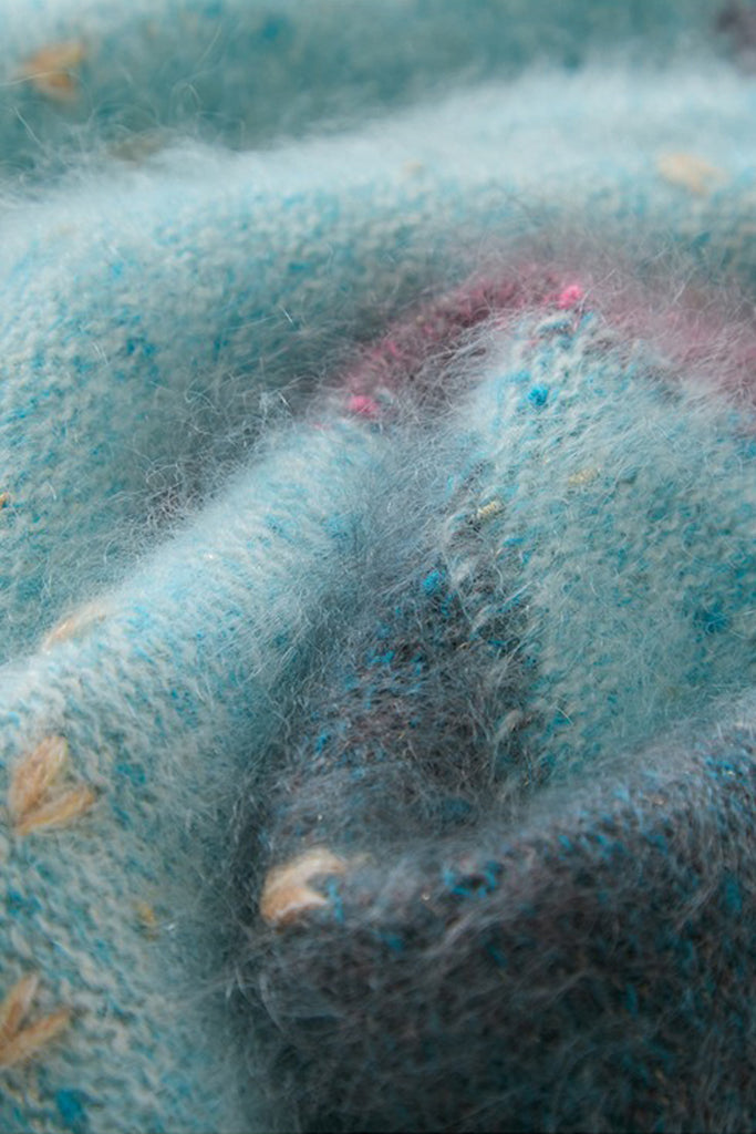 Ultrasoft Brushed Cashmere Hand-Embroidered Argyle Sweater  Fibflx