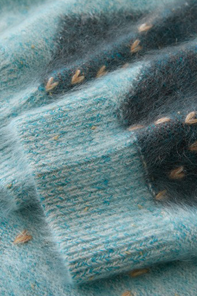 Ultrasoft Brushed Cashmere Hand-Embroidered Argyle Sweater  Fibflx