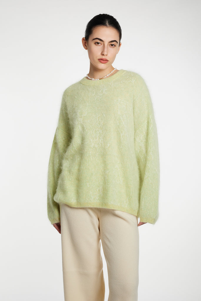 Ultrasoft Brushed Cashmere Jacquard Crewneck Sweater  Fibflx