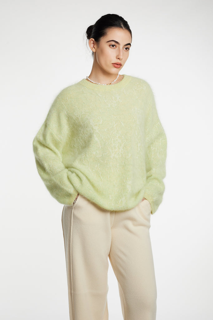Ultrasoft Brushed Cashmere Jacquard Crewneck Sweater  Fibflx