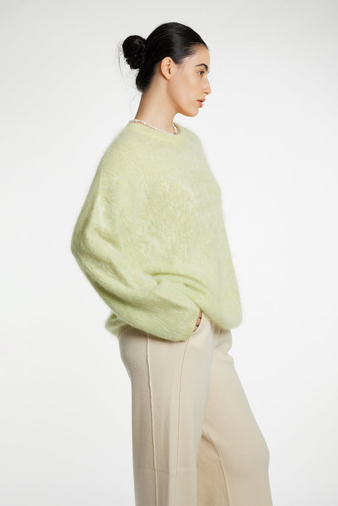 Ultrasoft Brushed Cashmere Jacquard Crewneck Sweater  Fibflx