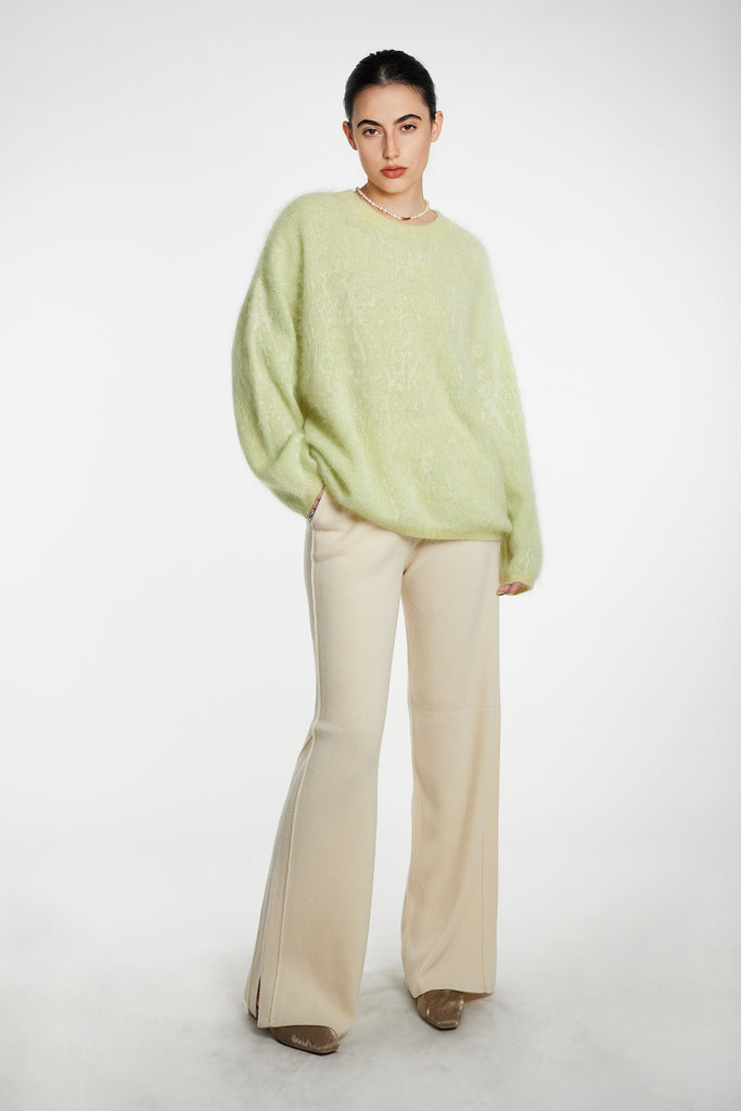 Ultrasoft Brushed Cashmere Jacquard Crewneck Sweater  Fibflx