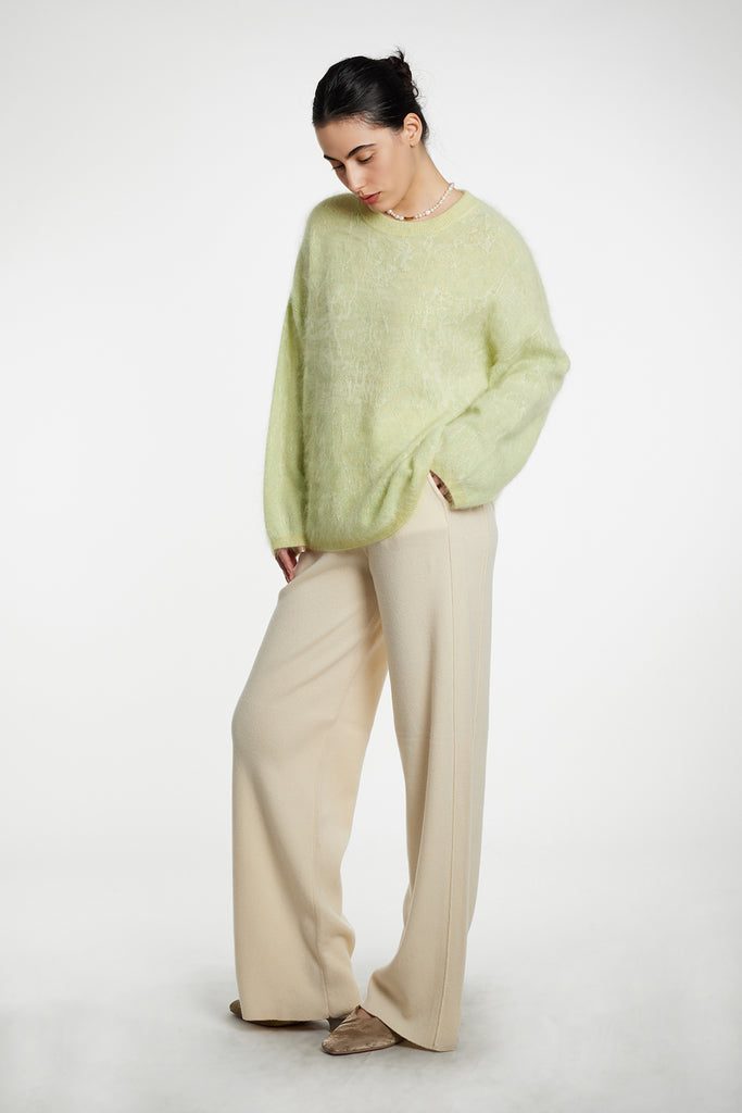 Ultrasoft Brushed Cashmere Jacquard Crewneck Sweater  Fibflx