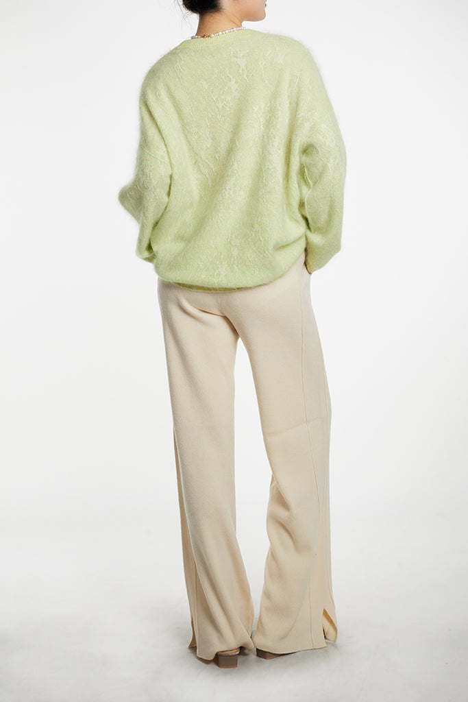 Ultrasoft Brushed Cashmere Jacquard Crewneck Sweater  Fibflx