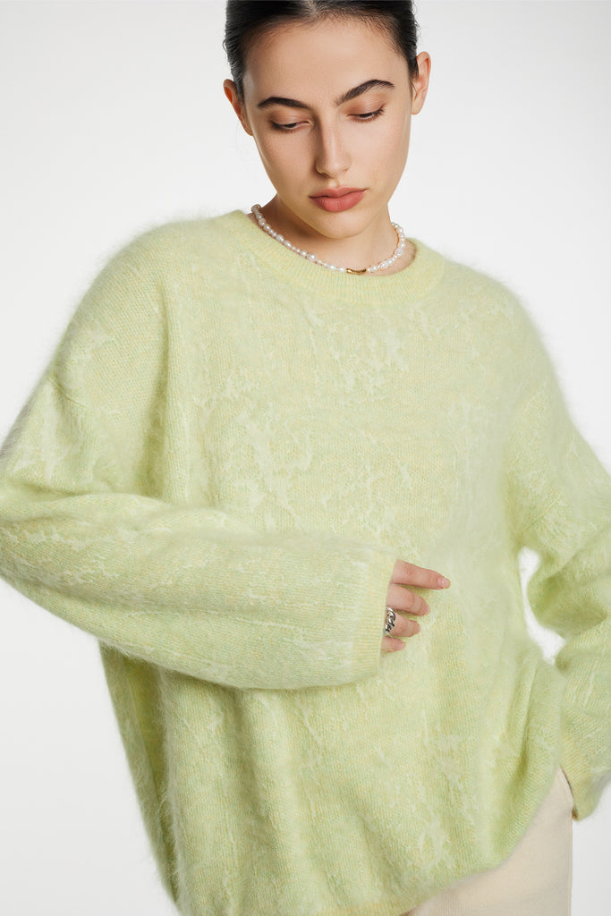 Ultrasoft Brushed Cashmere Jacquard Crewneck Sweater  Fibflx