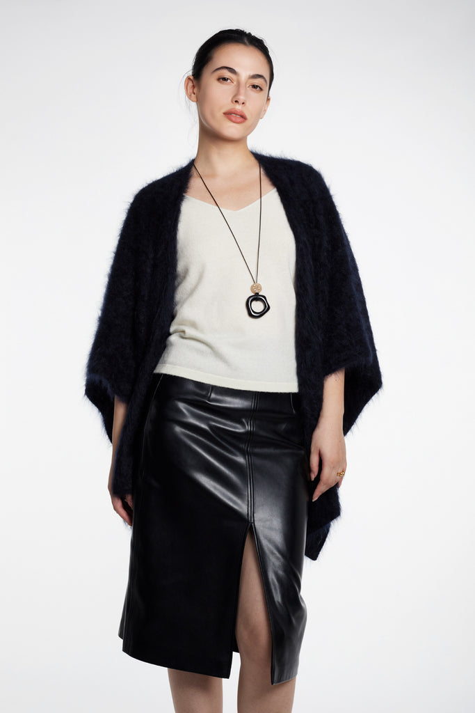 Ultrasoft Brushed Cashmere Open-Front Wrap Poncho  Fibflx