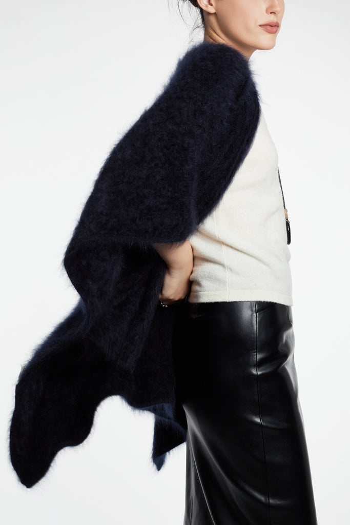 Ultrasoft Brushed Cashmere Open-Front Wrap Poncho  Fibflx
