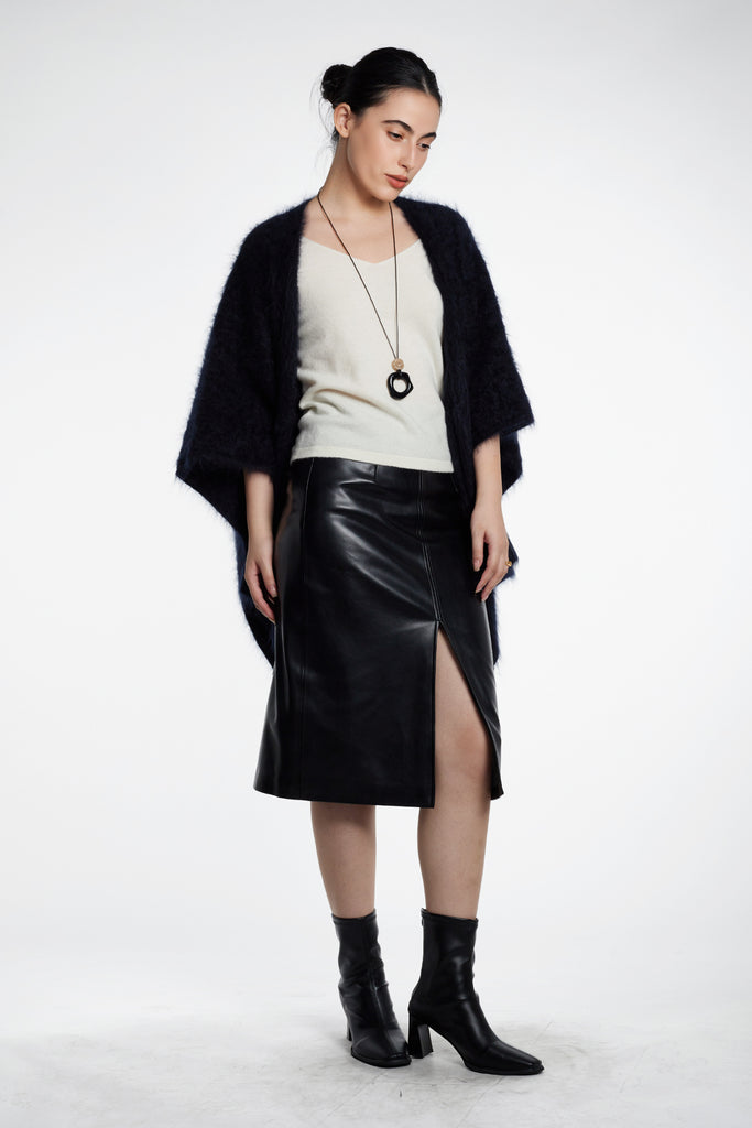 Ultrasoft Brushed Cashmere Open-Front Wrap Poncho  Fibflx