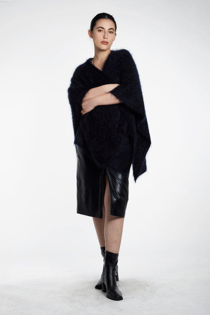 Ultrasoft Brushed Cashmere Open-Front Wrap Poncho  Fibflx