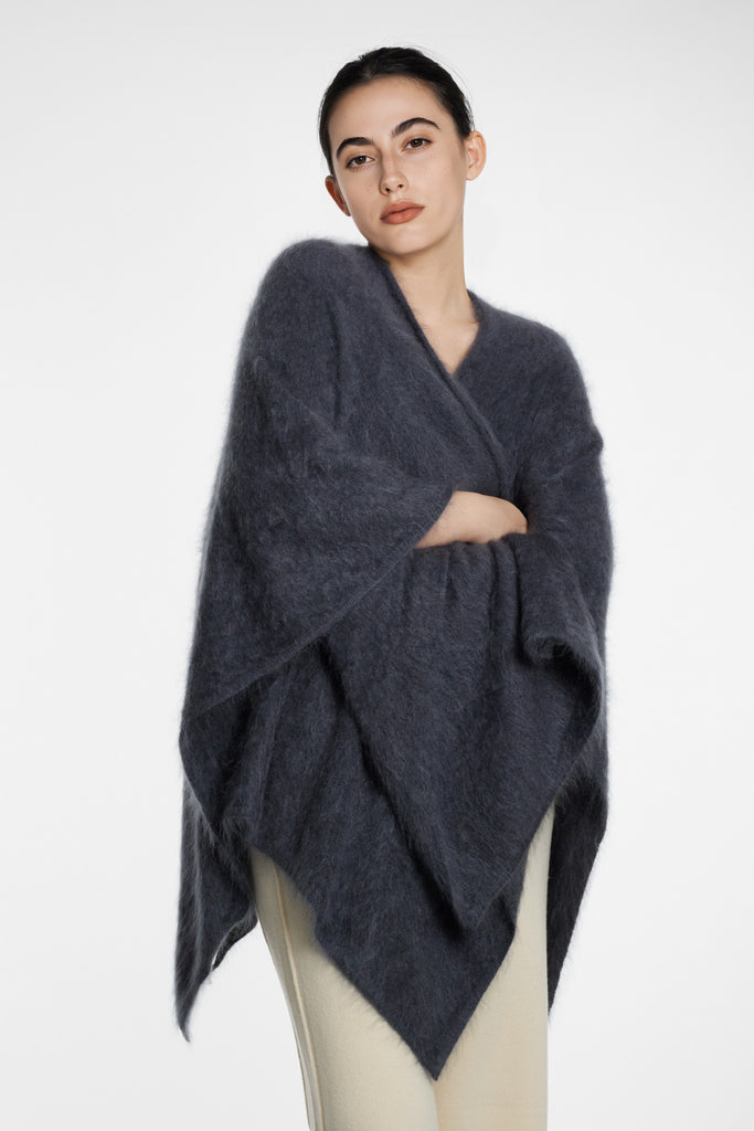 Ultrasoft Brushed Cashmere Open-Front Wrap Poncho  Fibflx