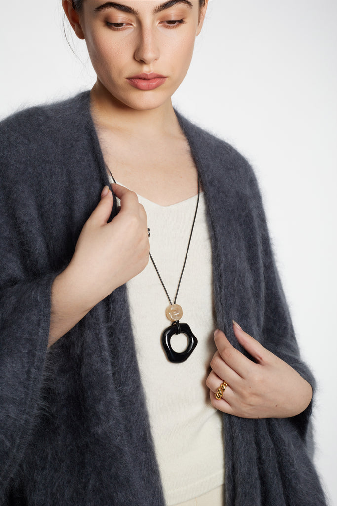 Ultrasoft Brushed Cashmere Open-Front Wrap Poncho  Fibflx