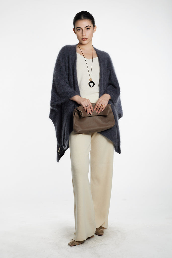 Ultrasoft Brushed Cashmere Open-Front Wrap Poncho  Fibflx