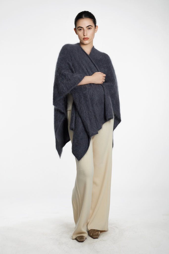 Ultrasoft Brushed Cashmere Open-Front Wrap Poncho  Fibflx
