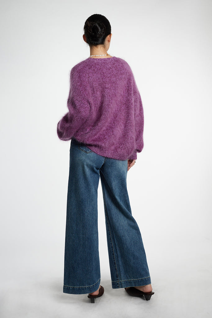 Ultrasoft Brushed Cashmere Sequined Marled Crewneck Sweater  Fibflx