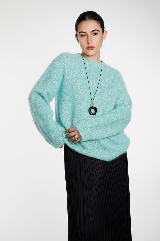 Ultrasoft Brushed Cashmere Shimmer Crewneck Sweater  Fibflx