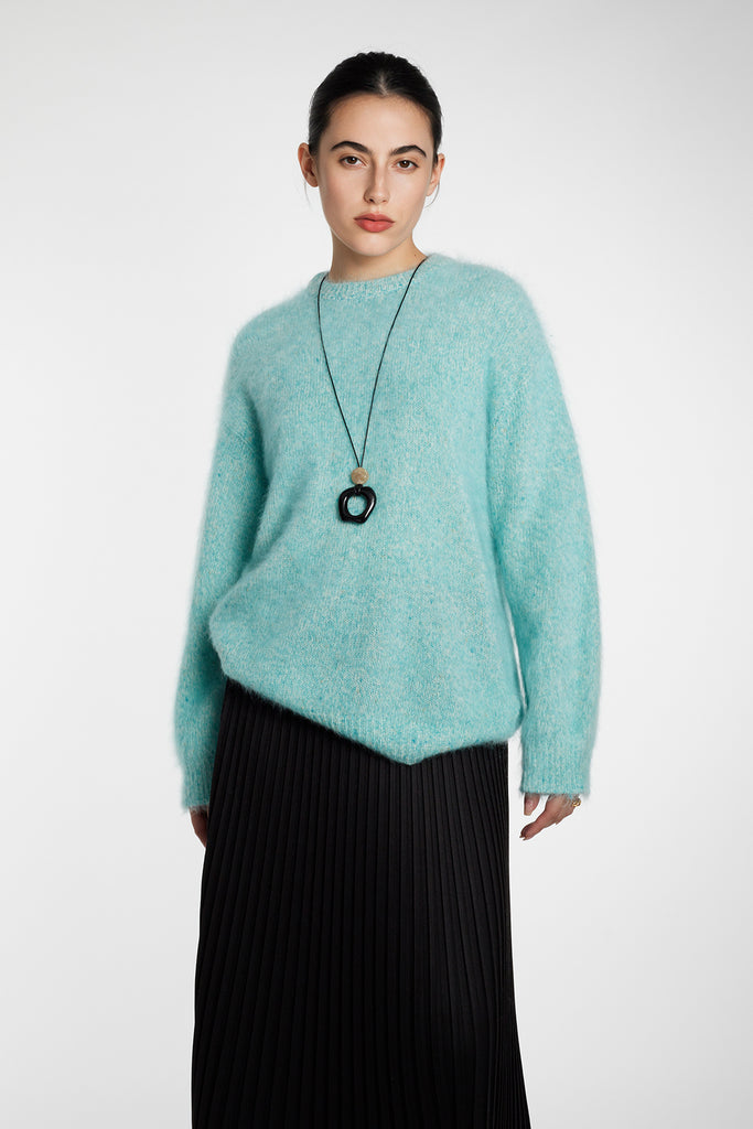 Ultrasoft Brushed Cashmere Shimmer Crewneck Sweater  Fibflx