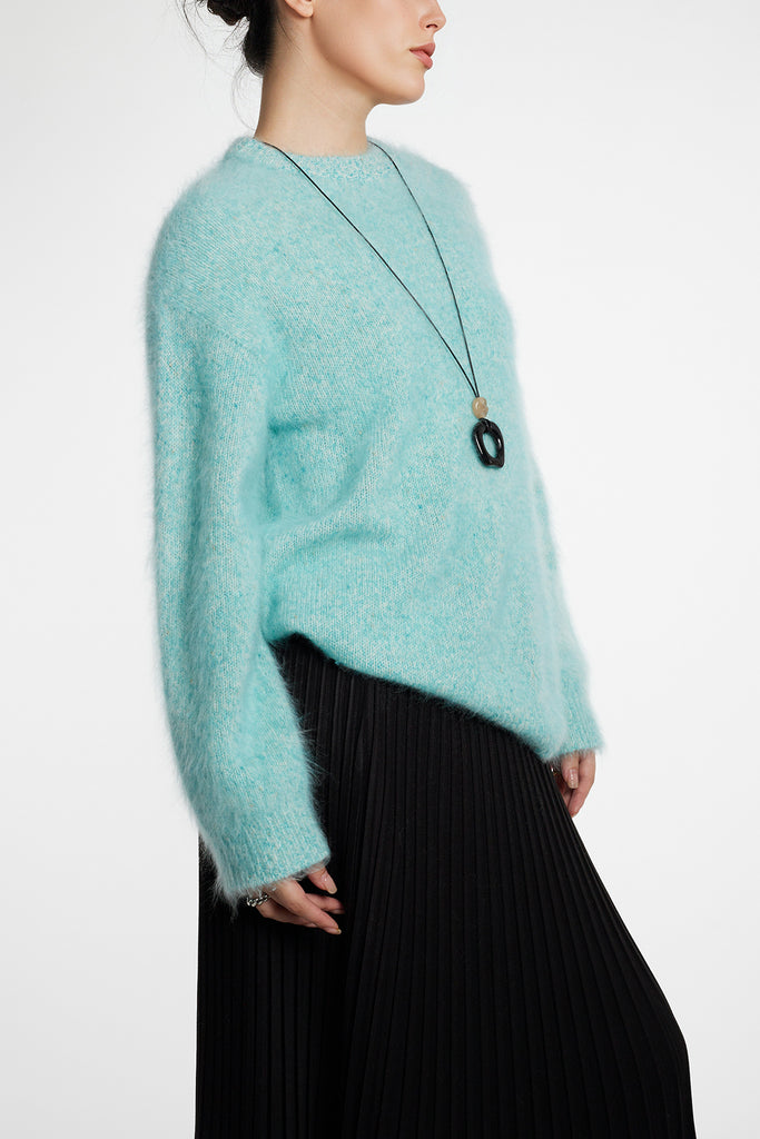 Ultrasoft Brushed Cashmere Shimmer Crewneck Sweater  Fibflx