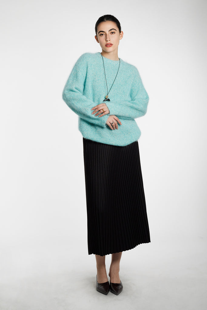 Ultrasoft Brushed Cashmere Shimmer Crewneck Sweater  Fibflx