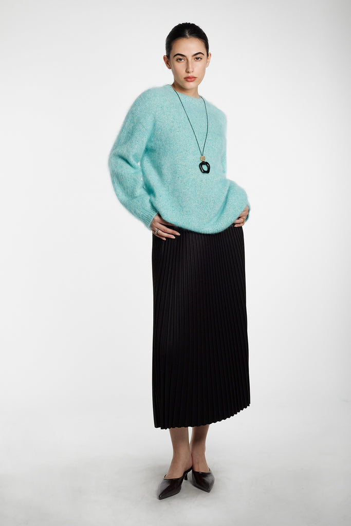 Ultrasoft Brushed Cashmere Shimmer Crewneck Sweater  Fibflx