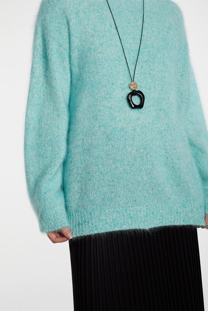 Ultrasoft Brushed Cashmere Shimmer Crewneck Sweater  Fibflx