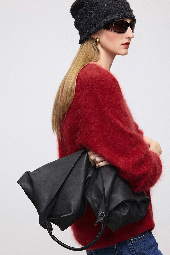 Ultrasoft Brushed Cashmere V-Neck Pullover Sweater  Fibflx