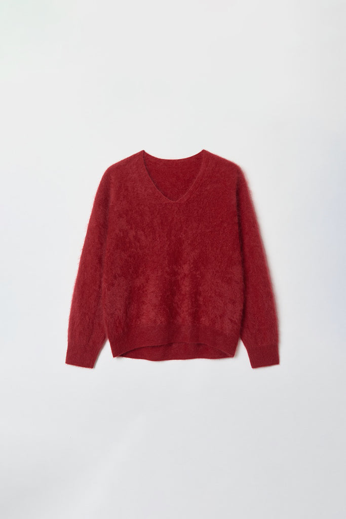 Ultrasoft Brushed Cashmere V-Neck Pullover Sweater  Fibflx