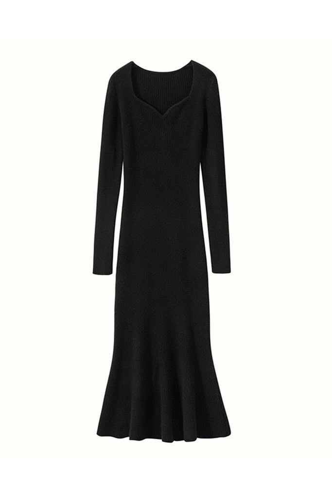 Ultrasoft Cashmere Long Sleeve Sweetheart Midi Sweater Dress  Fibflx