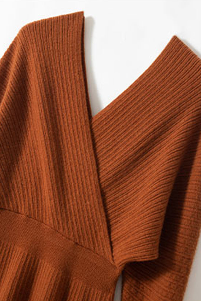 Ultrasoft Cashmere-Wool Long Sleeve Wrap Sweater Dress  Fibflx