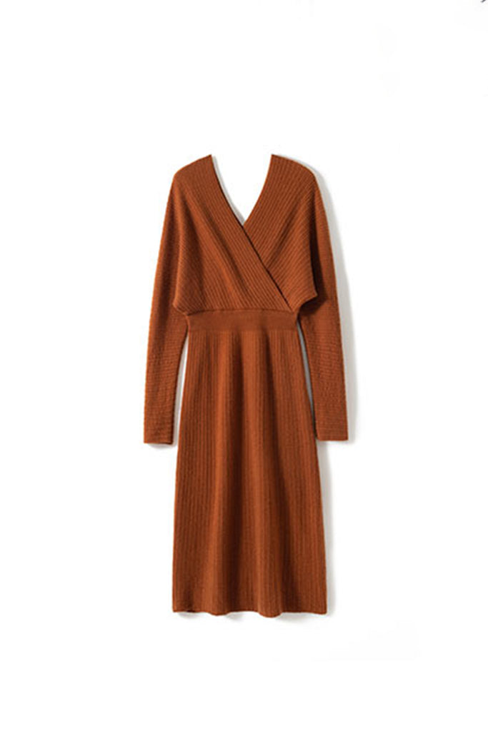 Ultrasoft Cashmere-Wool Long Sleeve Wrap Sweater Dress  Fibflx