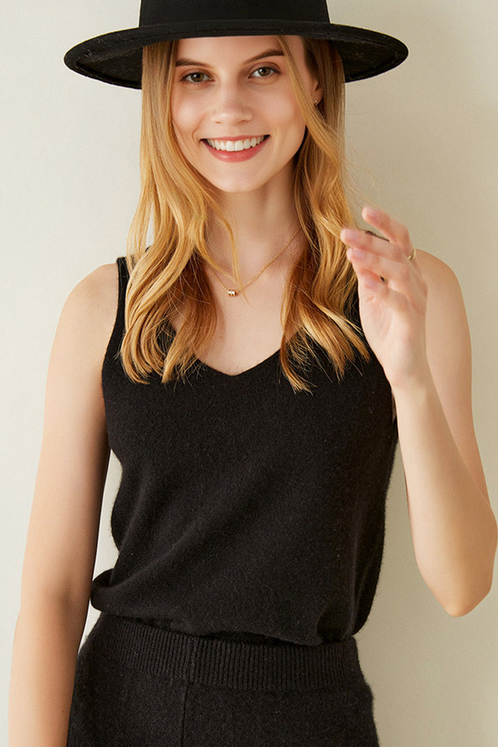 Ultrasoft Linen-Silk V-Neck Tank Top  Fibflx