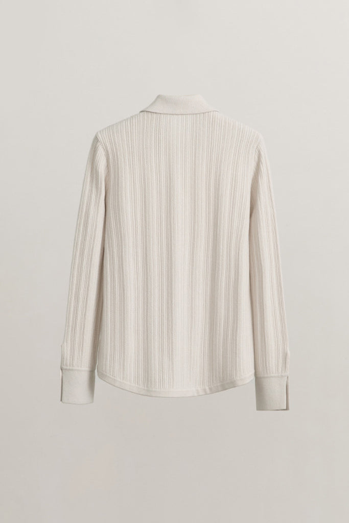 Ultrasoft Ribbed Wool Knit Button-Up Shirt  Fibflx