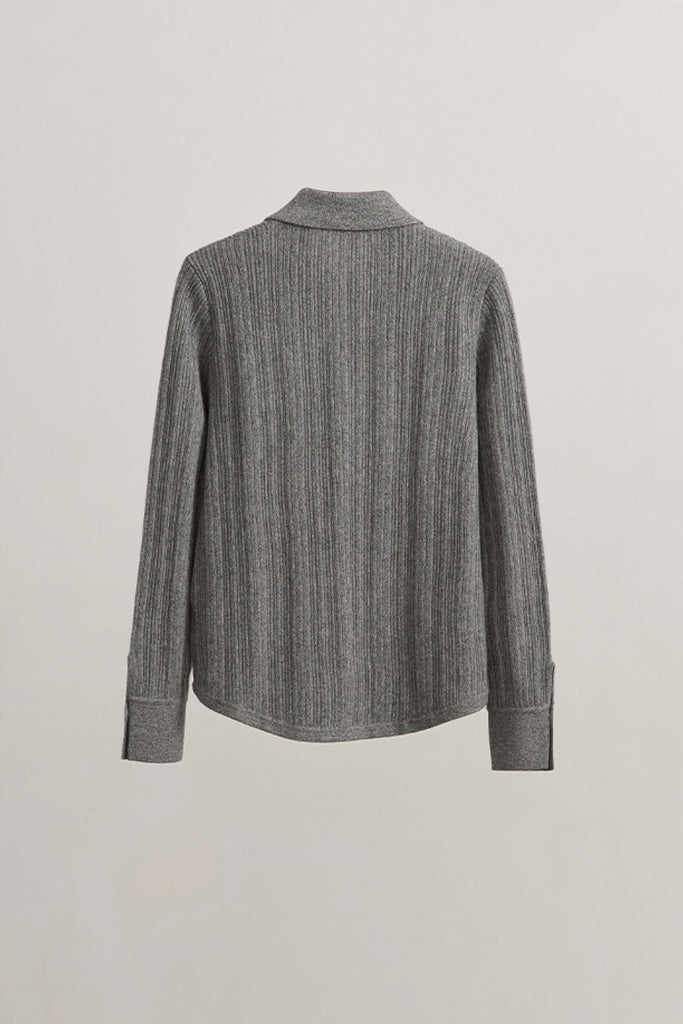 Ultrasoft Ribbed Wool Knit Button-Up Shirt  Fibflx