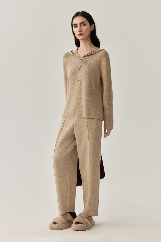 Ultrasoft Washable Merino Wool Half-Zip Sweater Hoodie  Fibflx