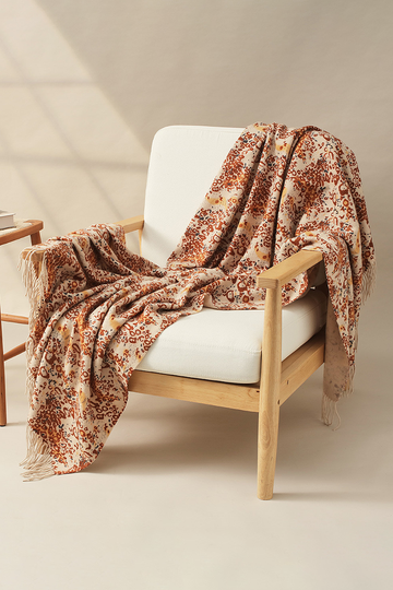 Fibflx Women's Unique 100 Wool Patterned Fringe Blanket