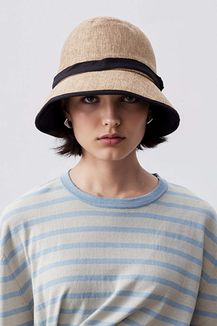 UPF 100+ Packable Linen-Textured Bucket Hat One Size / Oak Beige / 100% Recycled Polyester Fibflx