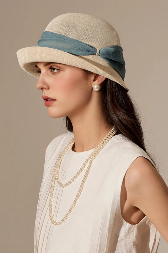 UPF 50+ Packable Summer Cloche Hat with Ribbon  Fibflx