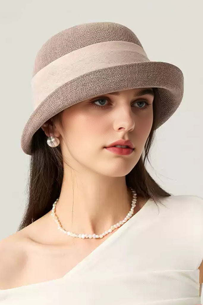 UPF 50+ Packable Summer Cloche Hat with Ribbon Khaki Beige / One Size Fibflx