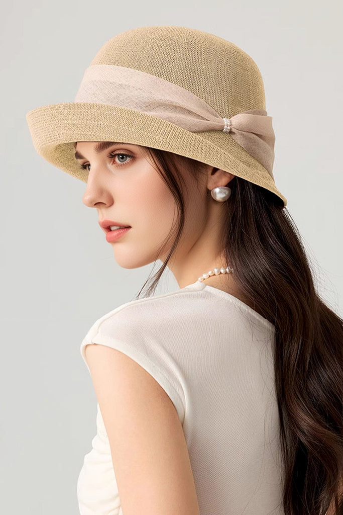 UPF 50+ Packable Summer Cloche Hat with Ribbon  Fibflx