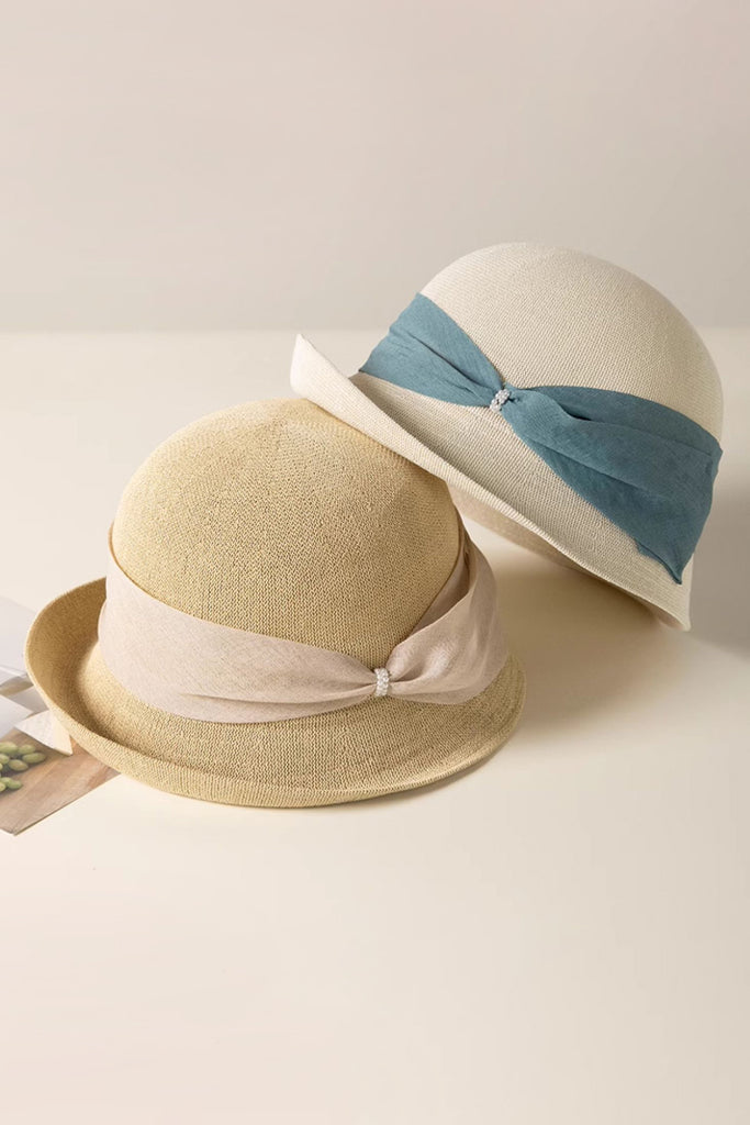 UPF 50+ Packable Summer Cloche Hat with Ribbon  Fibflx