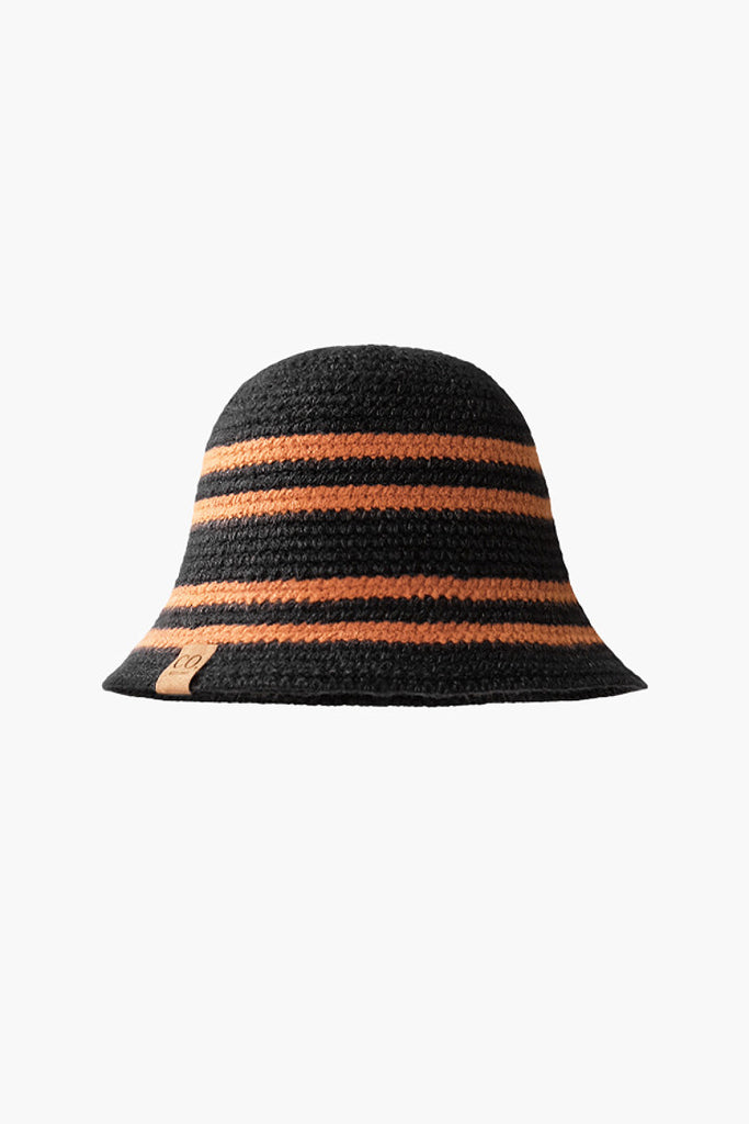 Fibflx Women's Versatile Wool Blend Knit Stripe Bucket Hat