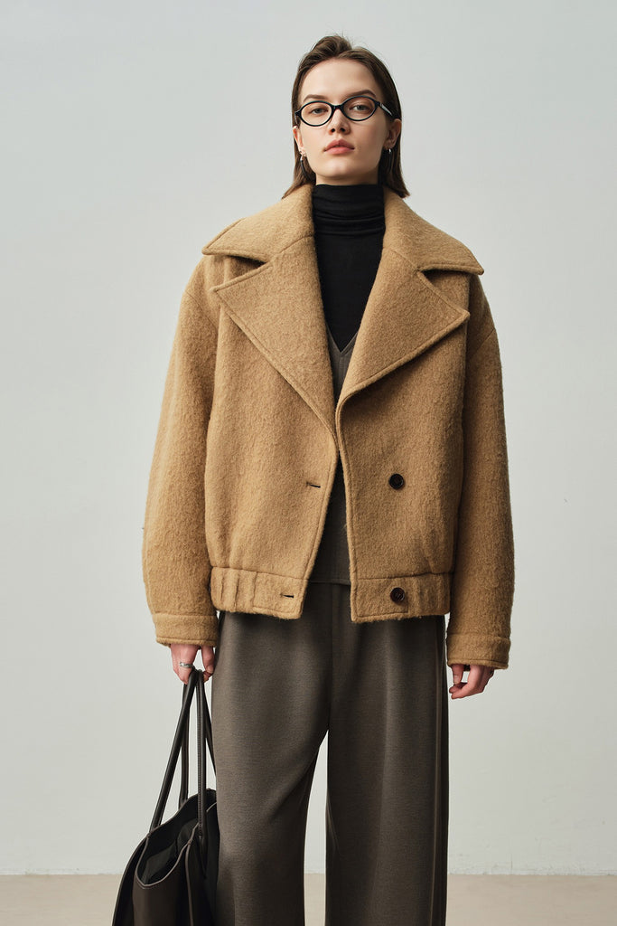 Vintage Alpaca Wool Button-Up Bomber Jacket  Fibflx