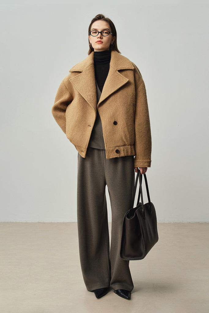 Vintage Alpaca Wool Button-Up Bomber Jacket  Fibflx