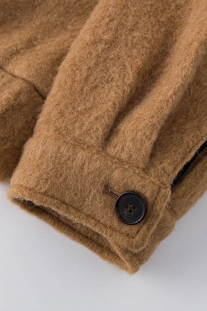 Vintage Alpaca Wool Button-Up Bomber Jacket  Fibflx