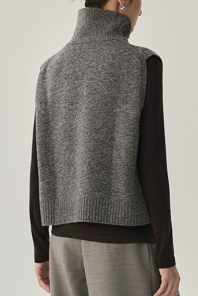 Vintage Collared Wool Marled Sweater Vest  Fibflx