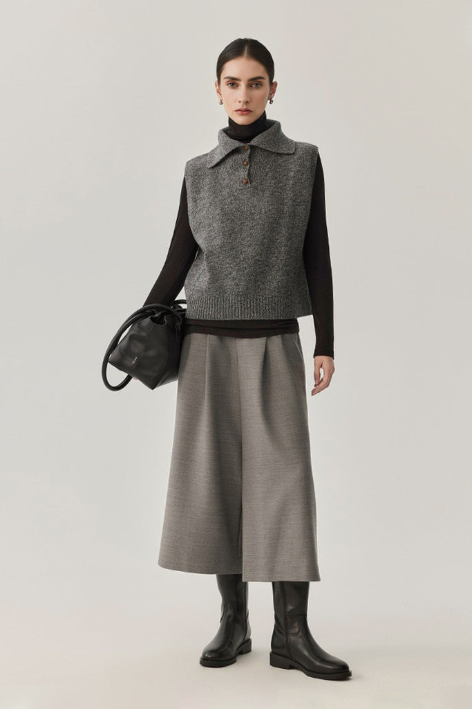 Vintage Collared Wool Marled Sweater Vest  Fibflx